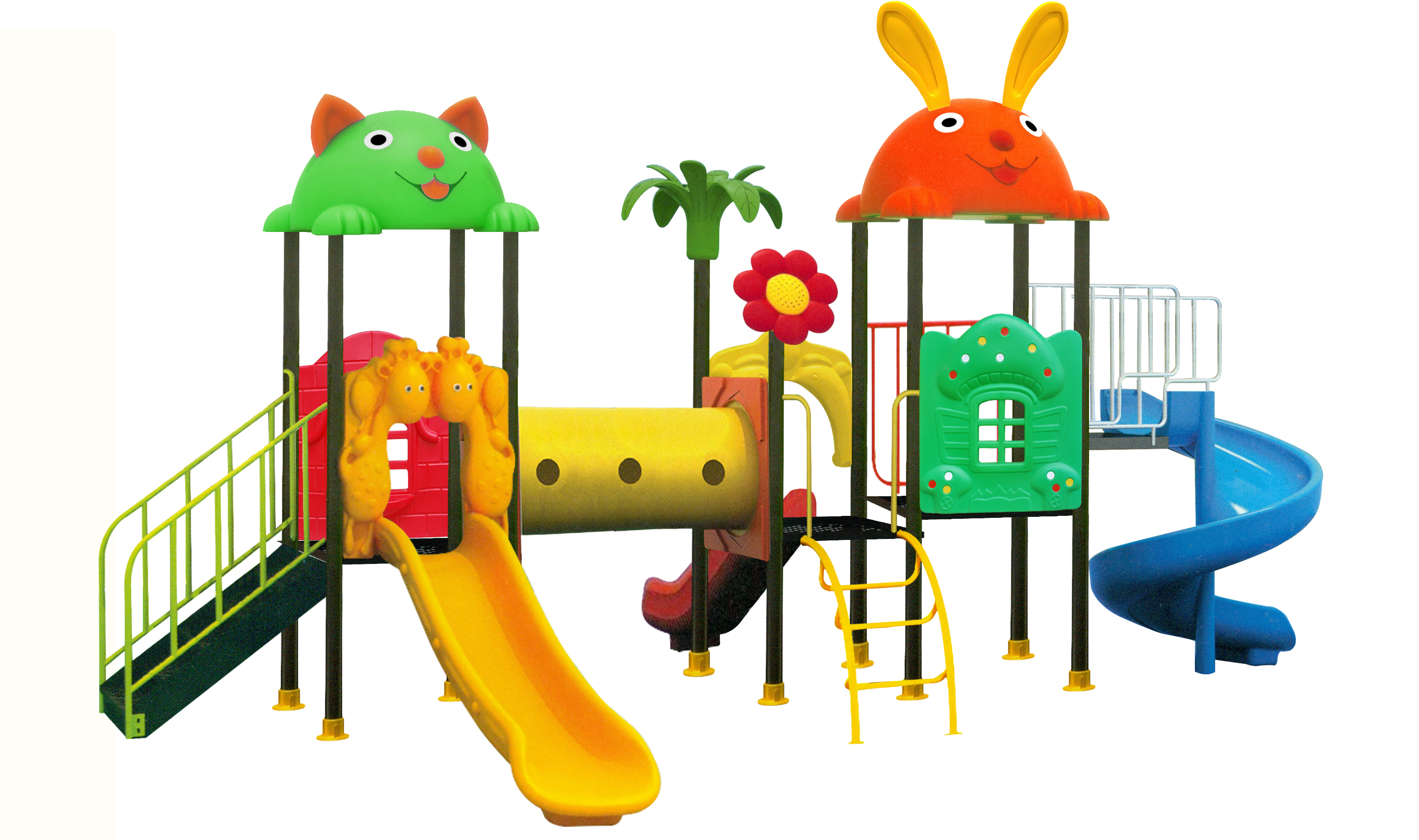 Nhà chơi liên hoàn cầu trượt ngoài trời mẫu 11